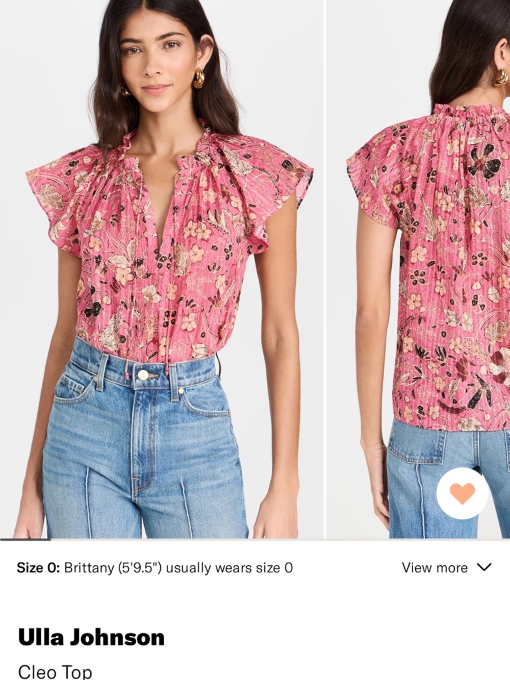Ulla Johnson Pink Floral Ruffled Cleo Blouse